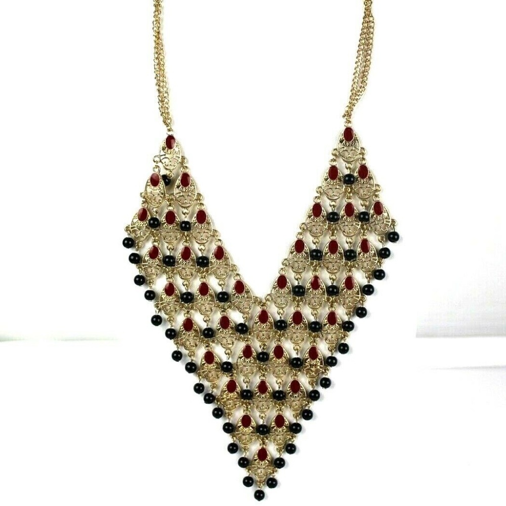 14th and union statement collar necklace black gol